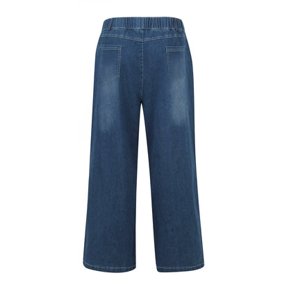 Retro Jeans For Women 2024 Summer New Washed Jean Pants Female Wide Leg Pants Casual Lady Denim Blue White Trousers