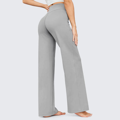 Wide Leg Yoga Pants For Women Solid Color High Waist Sweatpants With Pockets Stretch Comfy Workout Sports Trousers