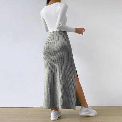 Women Skirt Spring Summer  High Waisted Elastic Slim Hip Knitted Sexy Bodycon Midi Skirt Female Clothing M L XL XXL