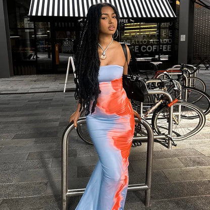 Women's Dresses Summer New Streetwear Fashion Print Casual Slim Dress Sexy Off Shoulder Elegant Female Club Party Dress Clothing
