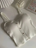 2025 Women's Cropped Tops with Bra Pads Summer Corset Korean Suspenders Vest Sexy Camisole Slim
