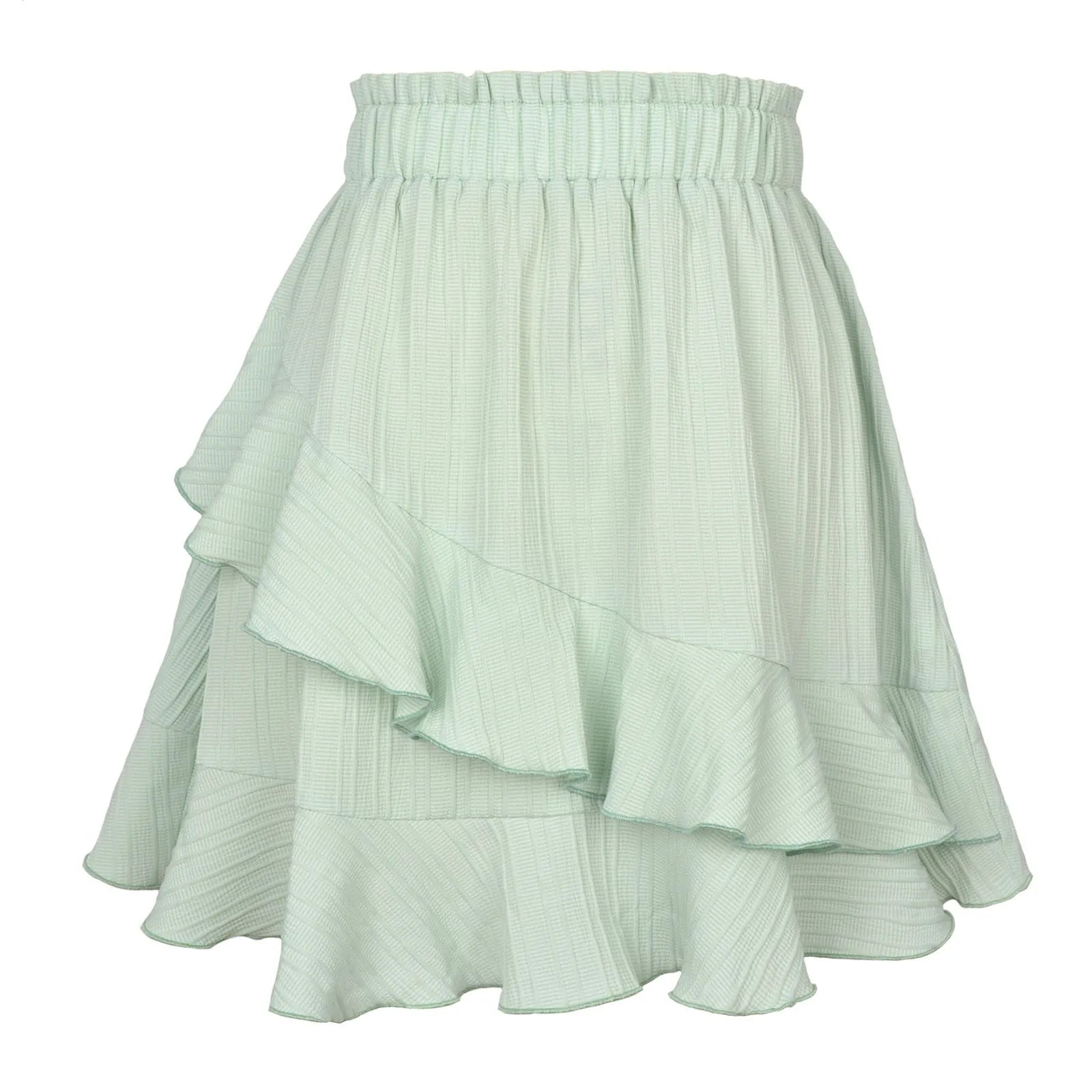 Women'S Skirt Fashion Women'S Ruffle Skirt High Waist Irregular Solid Color Short Skirt Women'S Fashionable Solid Color Skirt