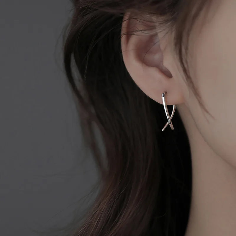 Trendy Jewelry Simply Earrings Unique Geometry Earrings For Women Gift Earings Fashion Jewelry Korean Silver Color Earrings