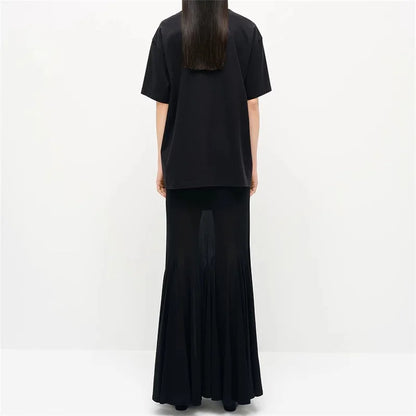 Women skirt New high waisted slim fit fishtail skirt for summer 2025 women's half skirt Translucent mesh spliced long skirt y2k