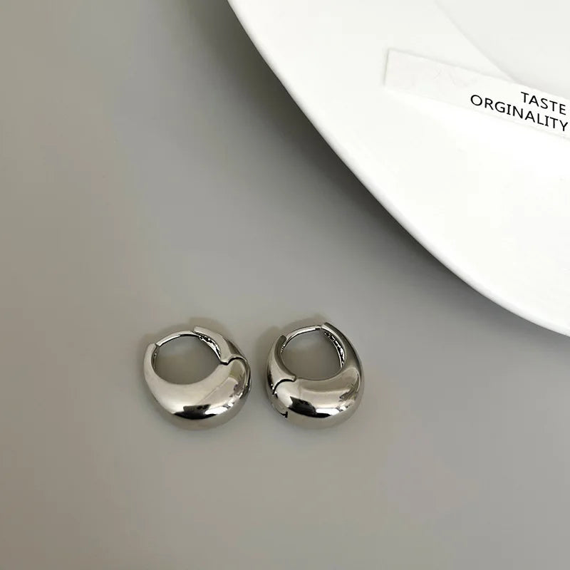 925 Sterling Silver Round Earrings For Women Trendy Metal Hoop Earring Vintage Jewelry Ladies Accessories Wholesale