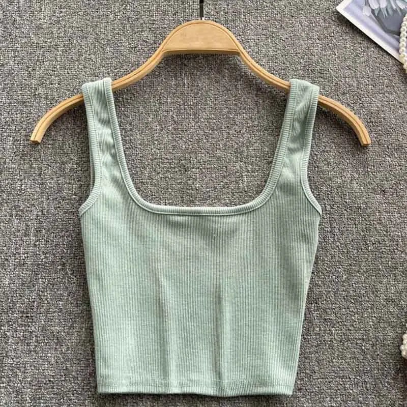 Tank Top Women Sexy Backless Y2k Top Slim Fit Bottoming Blouse Solid Crop Top Sleeveless Camis Mujer