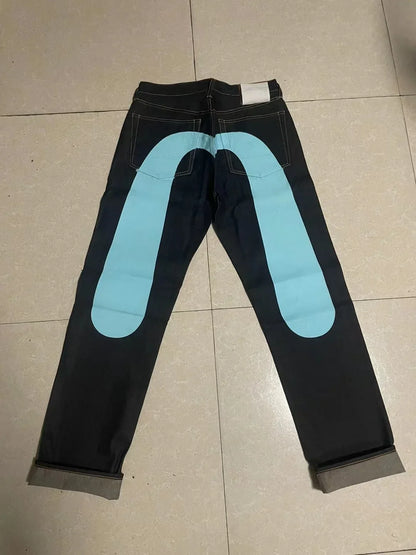 Jeans Women Gothic Y2K Retro Streetwear Black Cargo Punk Vintage Kpop Print Wide Leg Denim Panrts Female Autumn Trousers Pants
