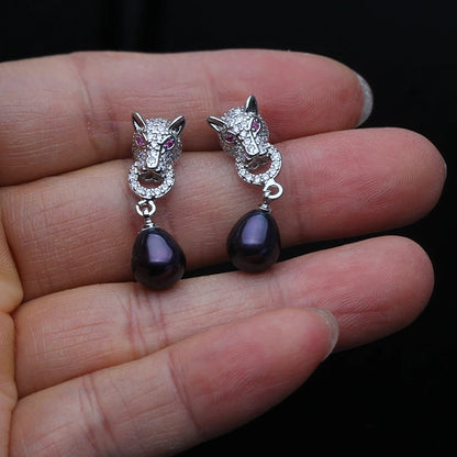 Women's Earrings Trend Hanging Real River Cultured Natural Freshwater Pearl Earring Mother Daughter Birthday Gift White Black