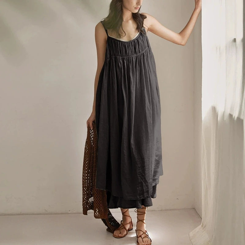 100% Cotton Dresses For Women 2022 Sexy Adjustable Strap Sleeveless Ruched Elegant Party Dresses Vestidos Femininos Frete GráTis