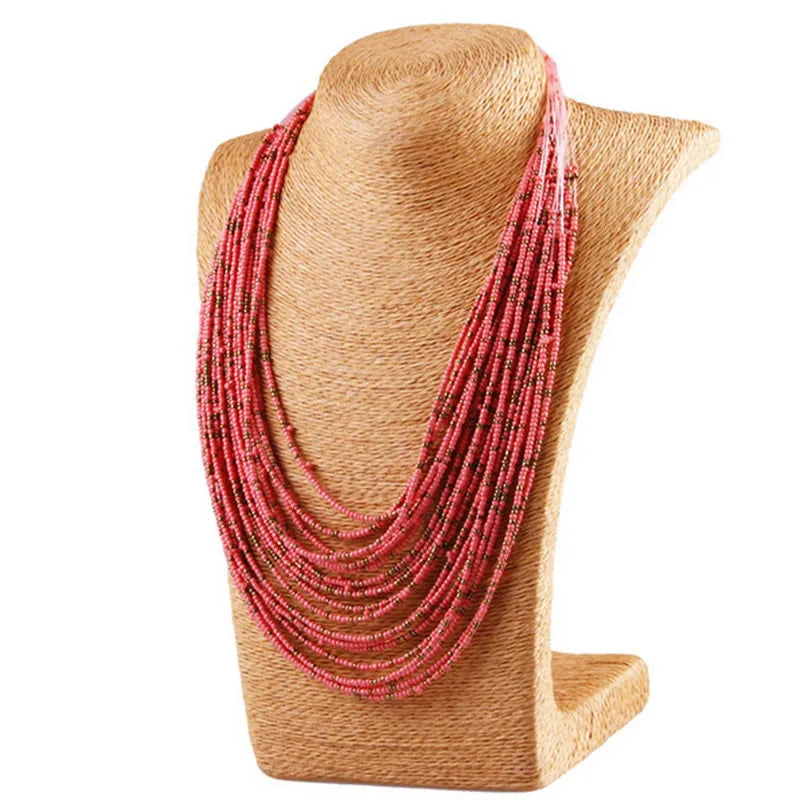 Statement Necklace for Women Collier Femme 2023 Fashion Boho Beads Multi-layer Choker Necklaces & Pendants Bijoux Collares