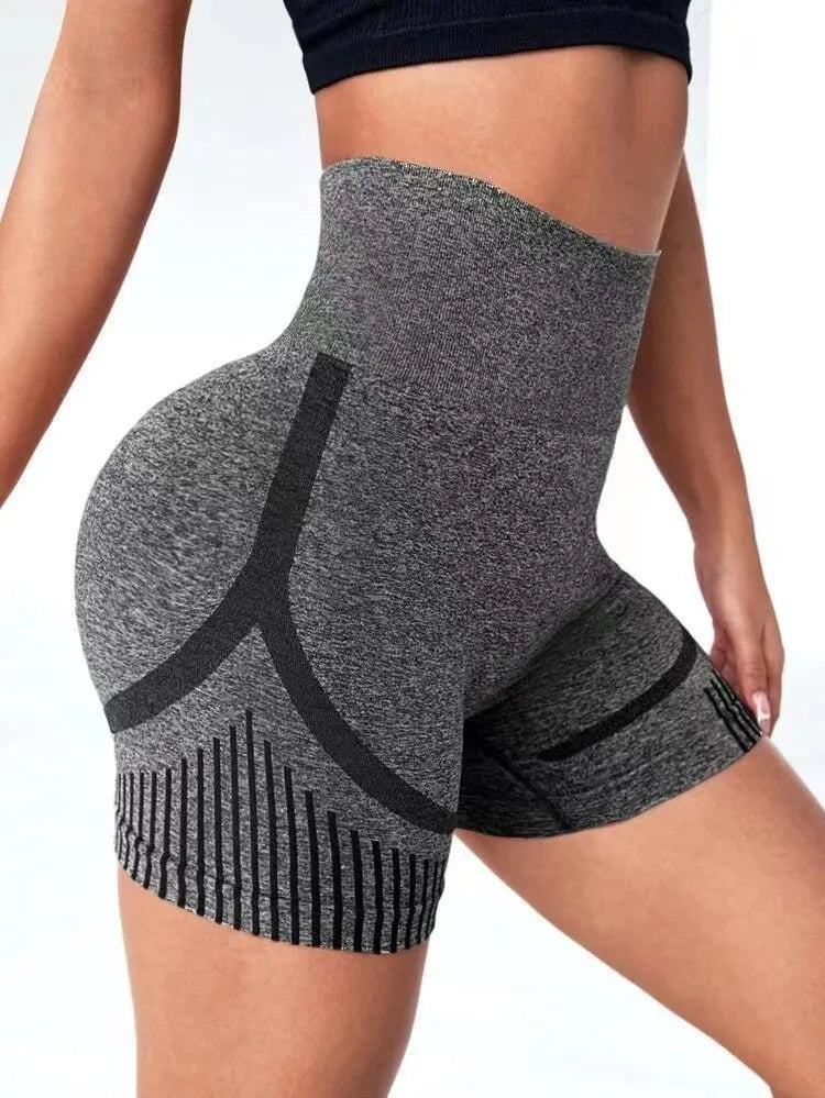 Women Yoga Shorts High Waist Workout Shorts Fitness Yoga Lift Butt Fitness Ladies Gray Yoga Gym Running Short Pants Sportswear