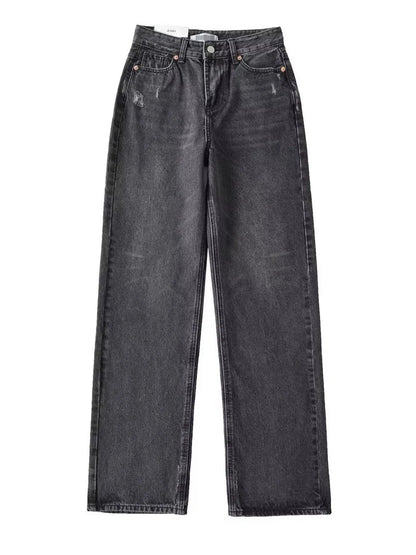 Blue Jeans Women High Waist 2025 Loose Casual Boyfriend Long Jeans For Work Ladies Simple Straight Leg Denim Pants For Women