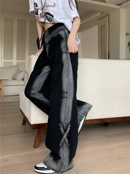 Women Jeans Baggy Aesthetic Vintage Aesthetic Oversize Cowboy Pants Harajuku Streetwear Emo Trashy Denim High Street Trousers