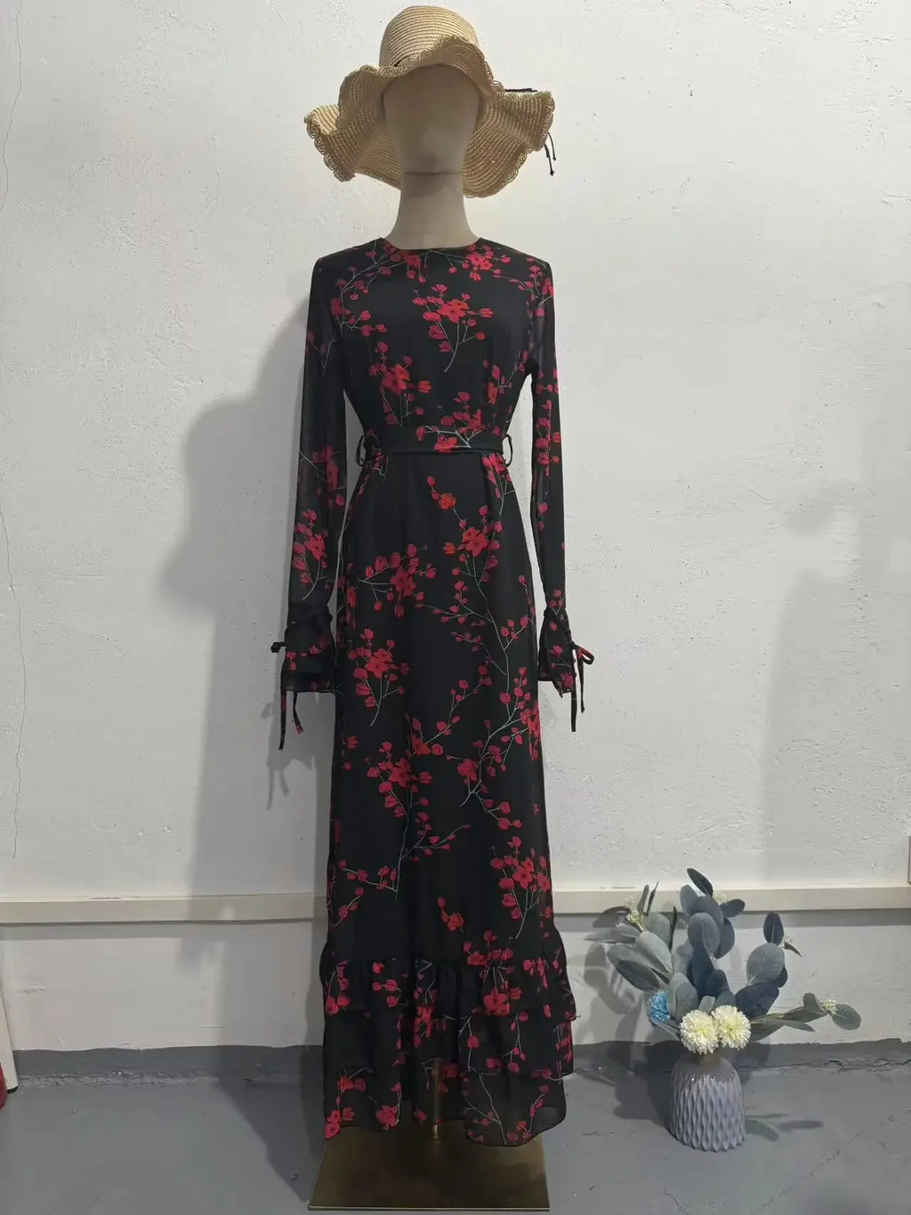 Women's Evening Dresses Summer New Printed French Floral Slim-fitting Retro White Dress for Women