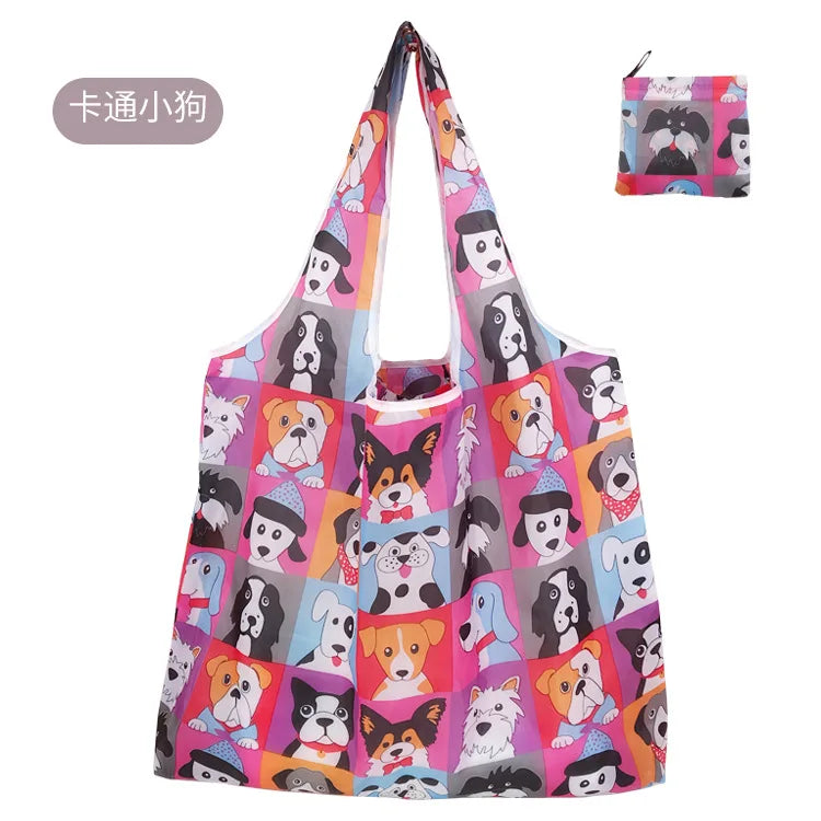 Reusable Shopping Bags Foldable Large Size Women Shopping Bags Totes Heavy Duty Washable Cloth Grocery Bags Eco-Friendly Bags