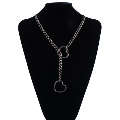 Heart Slip Chain Necklace For Women Fashion Punk Rock Goth Choker Jewelry Accessories