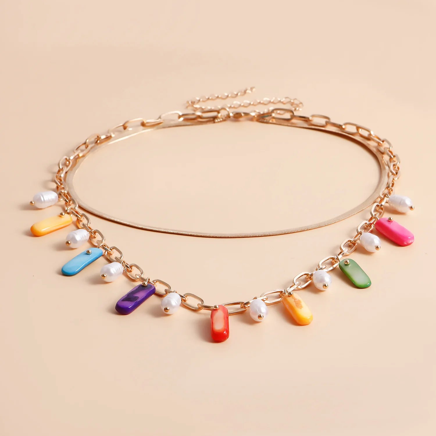 Women's pendant necklace natural geometric fashion imitation pearl jewelry color shell clavicle chain