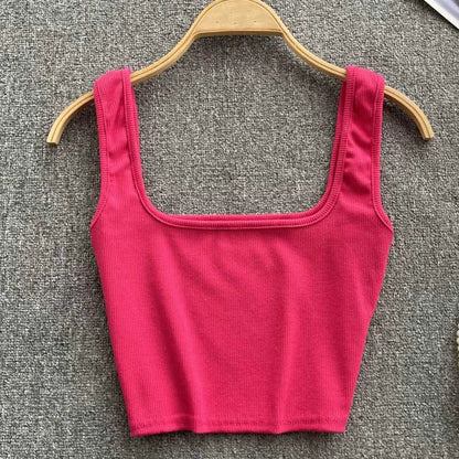 Tank Top Women Sexy Backless Y2k Top Slim Fit Bottoming Blouse Solid Crop Top Sleeveless Camis Mujer
