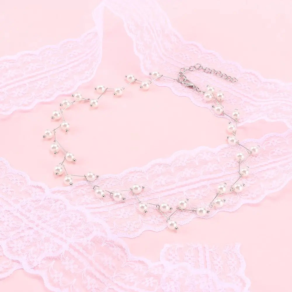 Wedding for Women Bride Necklace Elegant Collar Simulated Pearl Clavicle Chain Female Jewelry