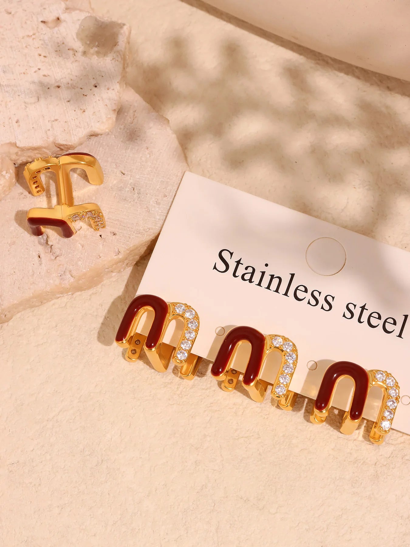 Wine Red Enamel Earrings For Women Copper Gold Plated Trendy Female Ear Studs Girls Charming Jewelry