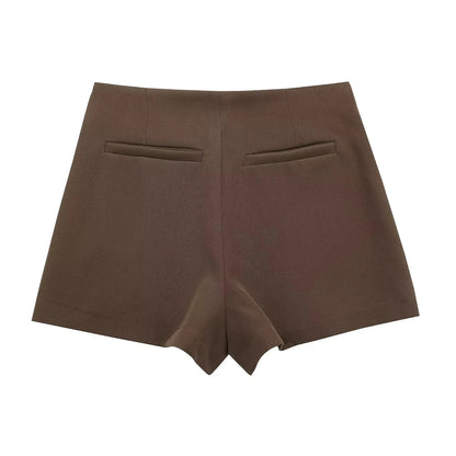 TRAF Women's Skort High Waist Brown Skirt Pants Stylish Summer Pink Black Mini Skirt Shorts Asymmetric Casual Off White Skort