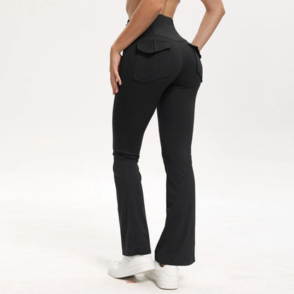 Women Wide Leg High Stretch Yoga Leggings Fitness Workwear with pockets Yoga Flare Pant High Waiste Workout Gym Pants