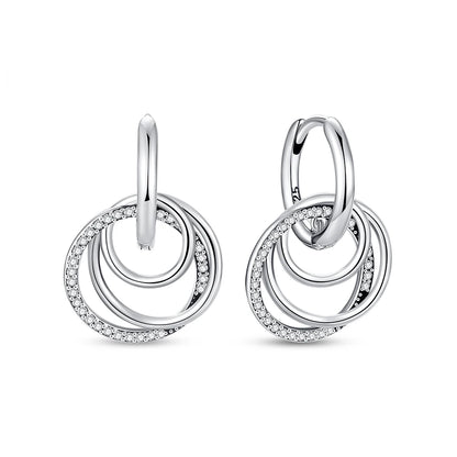 Original 925 Sterling Silver Earrings 2025 Stud Hoop Crystal Earings For Women Rose Gold Crown Heart Infinity Bee Earing Jewelry