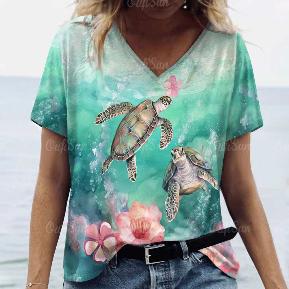 2024 Top Women Animal Printed T-Shirt For Women Oversized T-Shirts Women's Trending Clothing Summer Cheap Blouse Crew Neck Tees