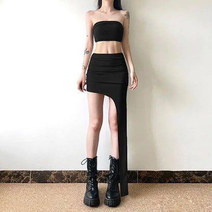 Slim Jupe Femme Été Korean Solid Color Skirts For Women Asymmetrical Y2k Clothes Fashion Clothing Sexy Mujer Conjuntos De Falda