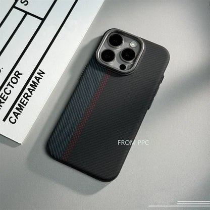 Carbon Fibre Magnetic Phone Case 16 Cover for iPhone 15 14 Pro Max Wireless Charging MagSafe Shell Alloy Camera Ring Armor Funda