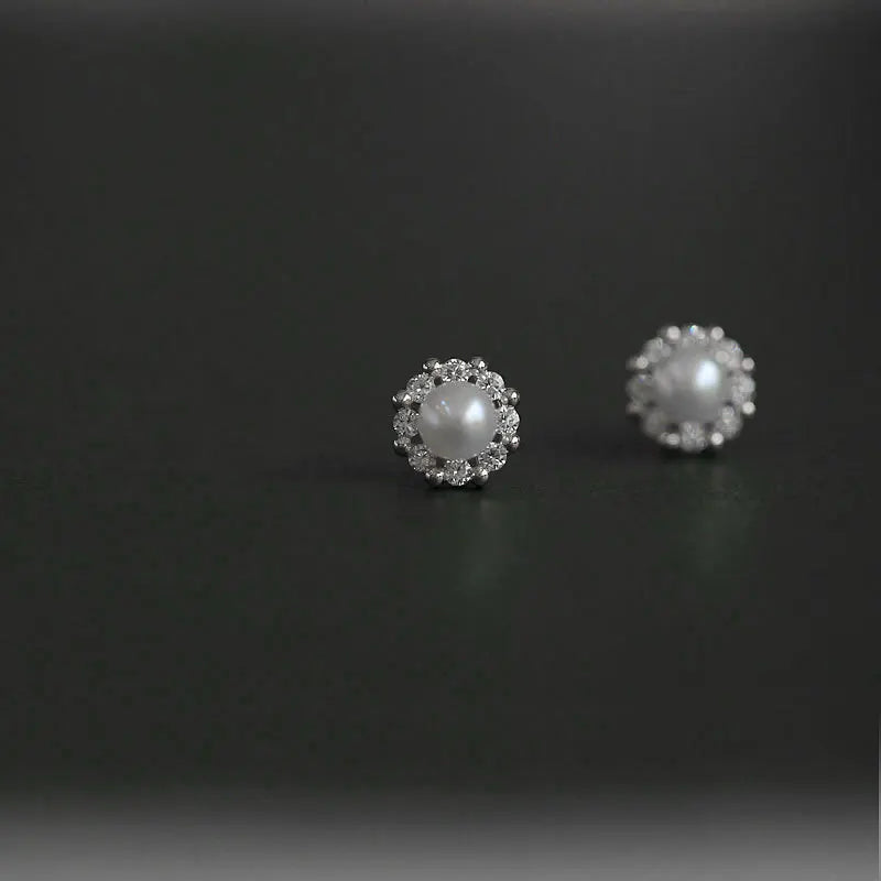 Upscale 14k Gold Jewelry Real Gold  Earrings Zircon Pearl Twist Luxury Stud Earrings for Women Brincos Pendientes Bijoux