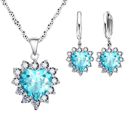 Exquisite Heart-shaped Necklace Earrings Jewelry Set for Women Charm Ladies Jewelry Fashion Bridal Accessory Set Romantic Gifts