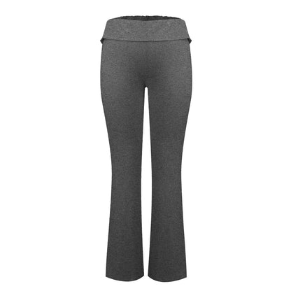 Long Pants Women Fashion Trousers Solid Elastic Leggings Flare Bottoms High Waist Wide Leg Athletic Yoga Bell Pants Summer