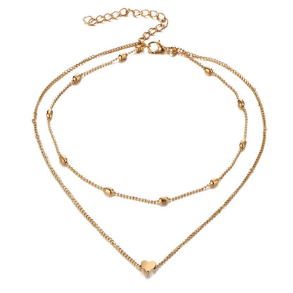 New Minimalist Clavicle Necklaces for Women Heart Love pendants Neck Chain Fashion Jewelry Beach Summer Collares Necklace