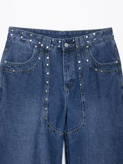 European style new women's fashion versatile temperament straight embroidered low waist jeans trousers