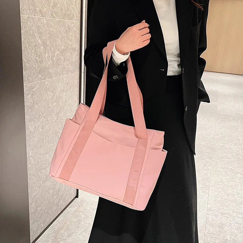 Women's Bag Solid Color Tote Bag Commuting Shoulder Bag Leisure Simple Mommy Go Out Bag Large Capacity Nylon Handbag