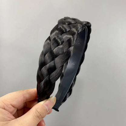 Wig Twist Headbands for Women Wide Fashion Fishbone Braids Hairbands Handmade Retro Head Hoop Styling Headwear Accessories