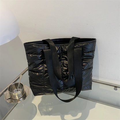 Fashion Tote Handbags for Women Black Large Capacity Soft Rhombus Bags Vinatge Quilted Shoulder Bag Purse for Travel Shopping
