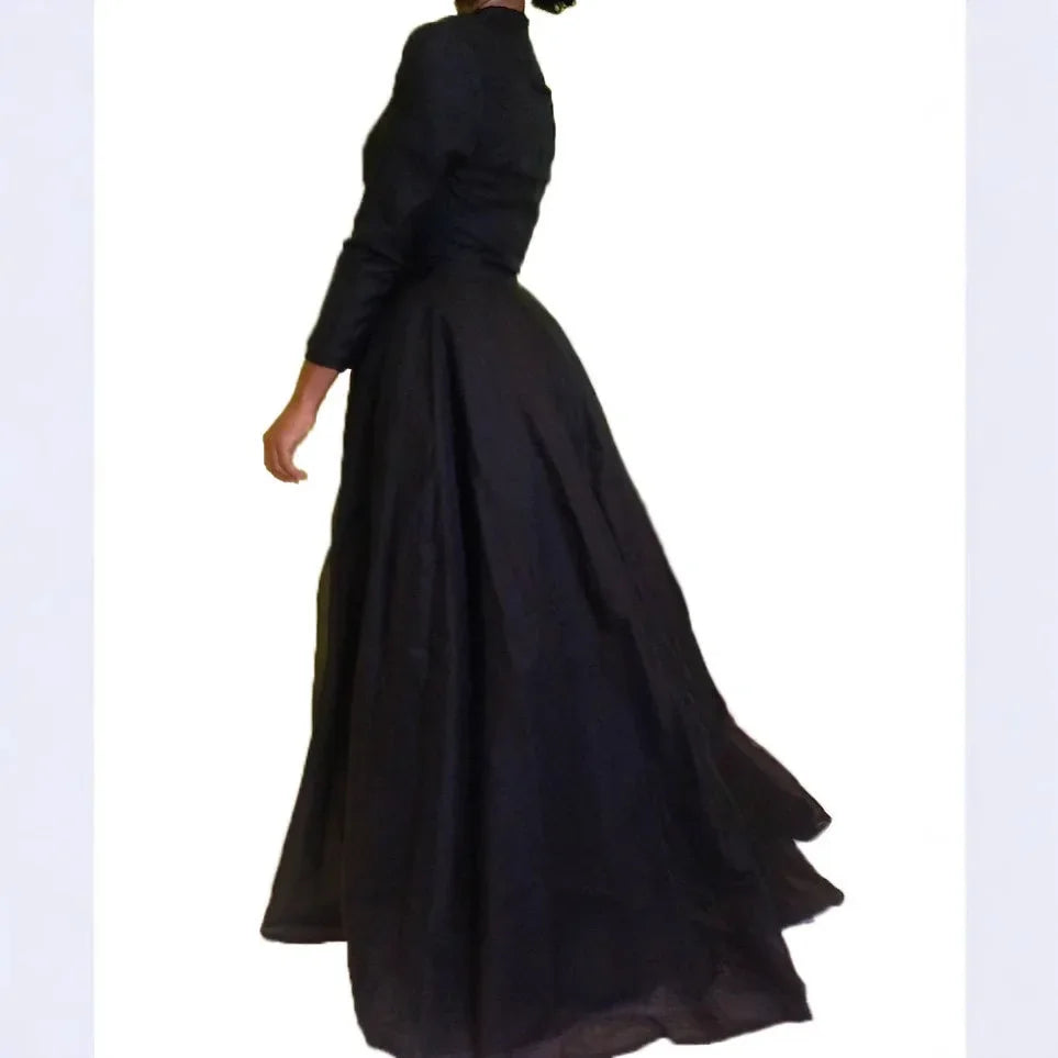 Women Sexy Dress Two Piece Sets Lace Hollow Out Spliced Long Dresses Full Sleeve Tight Waist Gown Evening Vestidos Party Prom