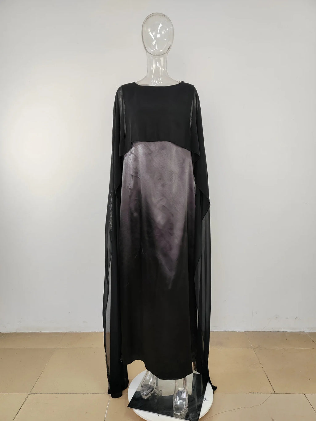 Women Dress Long Dresses Solid Round Neck Full Sleeve Casual Regular Loose Fit Elegant Splice High Waist Vestidos Simple