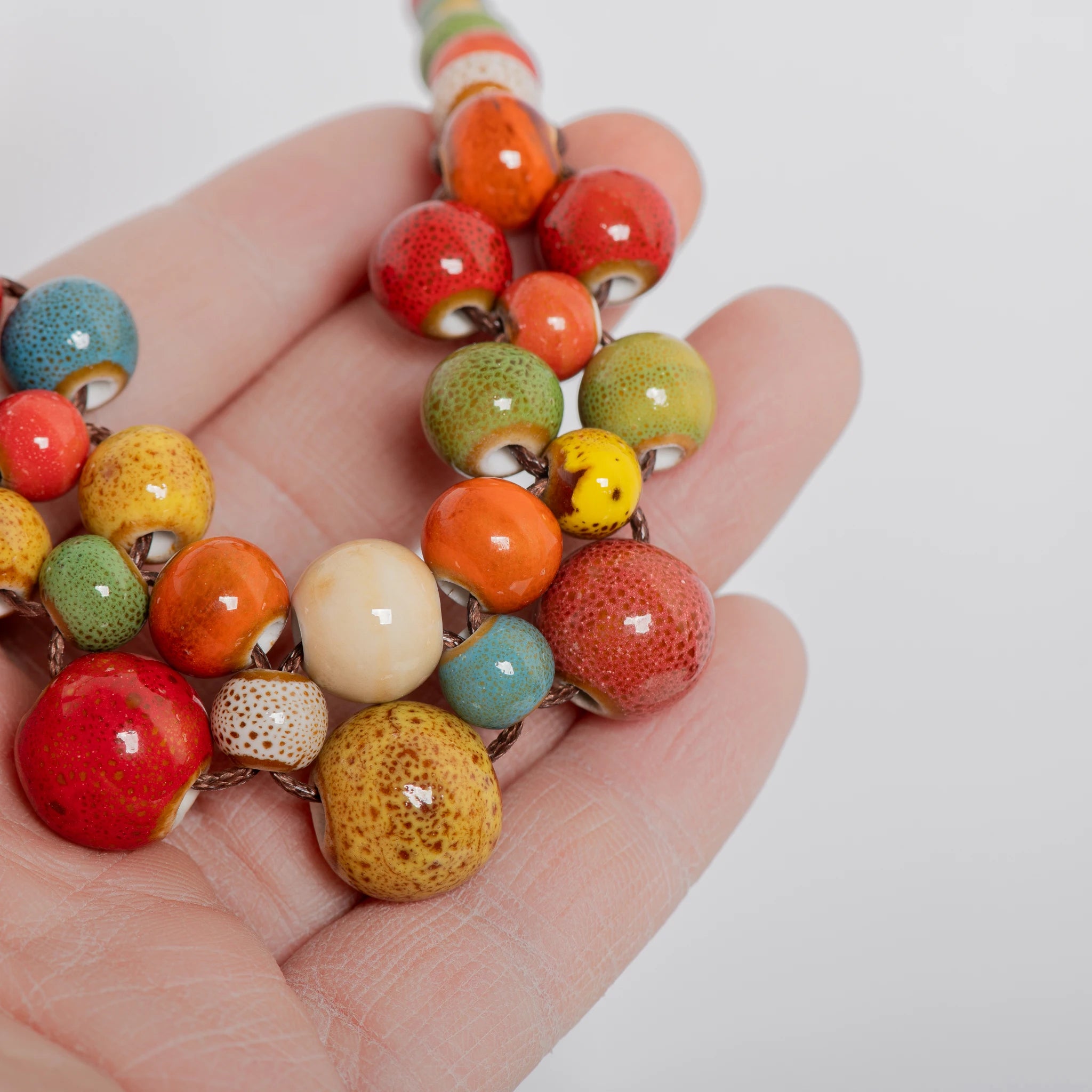 Colorful Handmade Ceramic Necklace Multilayer Adjustable Boho Vintage Jewelry Unique Statement Accessory for Women 198