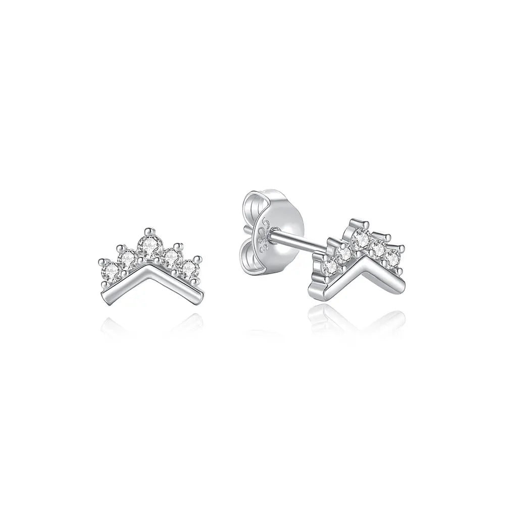 Original 925 Sterling Silver Earrings 2025 Stud Hoop Crystal Earings For Women Rose Gold Crown Heart Infinity Bee Earing Jewelry