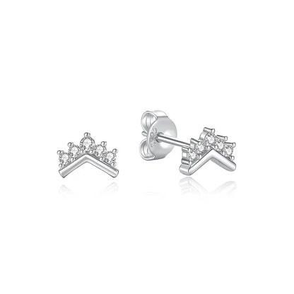 Original 925 Sterling Silver Earrings 2025 Stud Hoop Crystal Earings For Women Rose Gold Crown Heart Infinity Bee Earing Jewelry