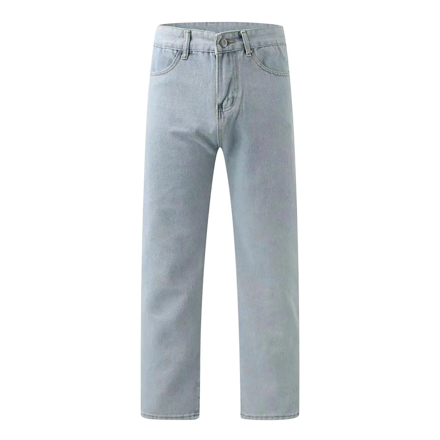 Women Fashion Denim Jeans Retro Ladies Loose Straight Pants Mid Waist Button Pocket Trousers Casual De Mujer Pantalon Femme