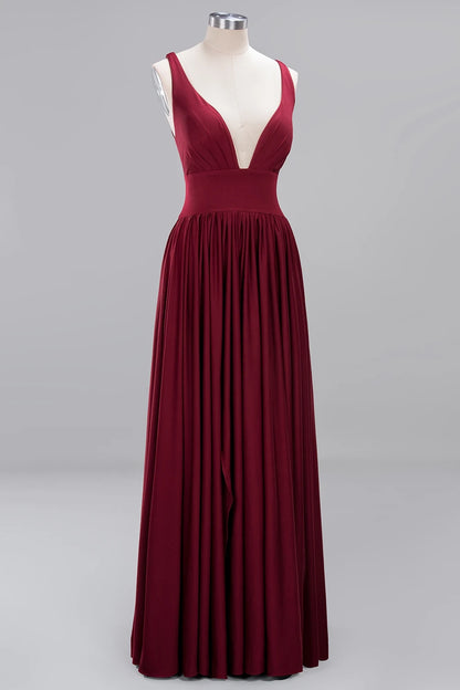 Women Evening Dresses Formal Occasion Sexy Split V Neck Backless Sleeveless Cocktail Dresses Wedding Party Prom Gowns Bridesmaid