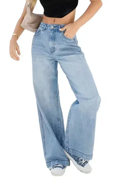 2025 Women's Straight Jeans Four Seasons High Waist Loose Fashion Casual Wide Leg Jeans Comfortable Commuting Streetwear Pants