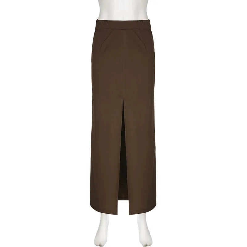 Skirts Women Long Skirt A Line Slim Bodycon Streetwear Club High Waist Sexy Elegant Splice Y2k Sheath Party Night Summer 2025