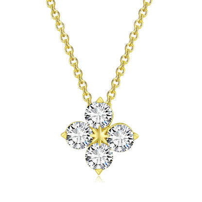 Women's Neck Chain Simple Daily Crystal Flower Pendant Necklaces Gold Color Chokers Birthday Gift For Girls Fashion Jewelry N087