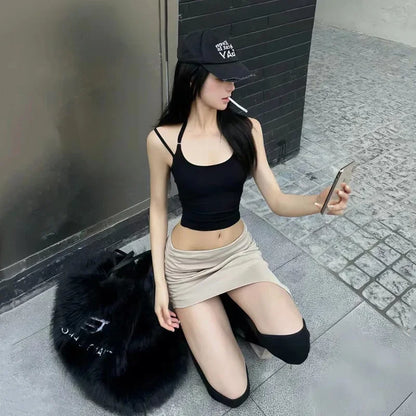 Slim Jupe Femme Été Korean Solid Color Skirts For Women Asymmetrical Y2k Clothes Fashion Clothing Sexy Mujer Conjuntos De Falda