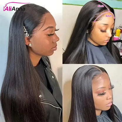 26 28 30Inch 6X4 Straight Glueless Wigs Human Hair Ready To Wear Go Human Hair Wigs Brazilian Pre Cut Closure Wig Human Hair Wig